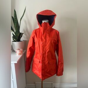 Women's Special Blend Burnt Orange Hooded Jacket With Purple Inner Lining